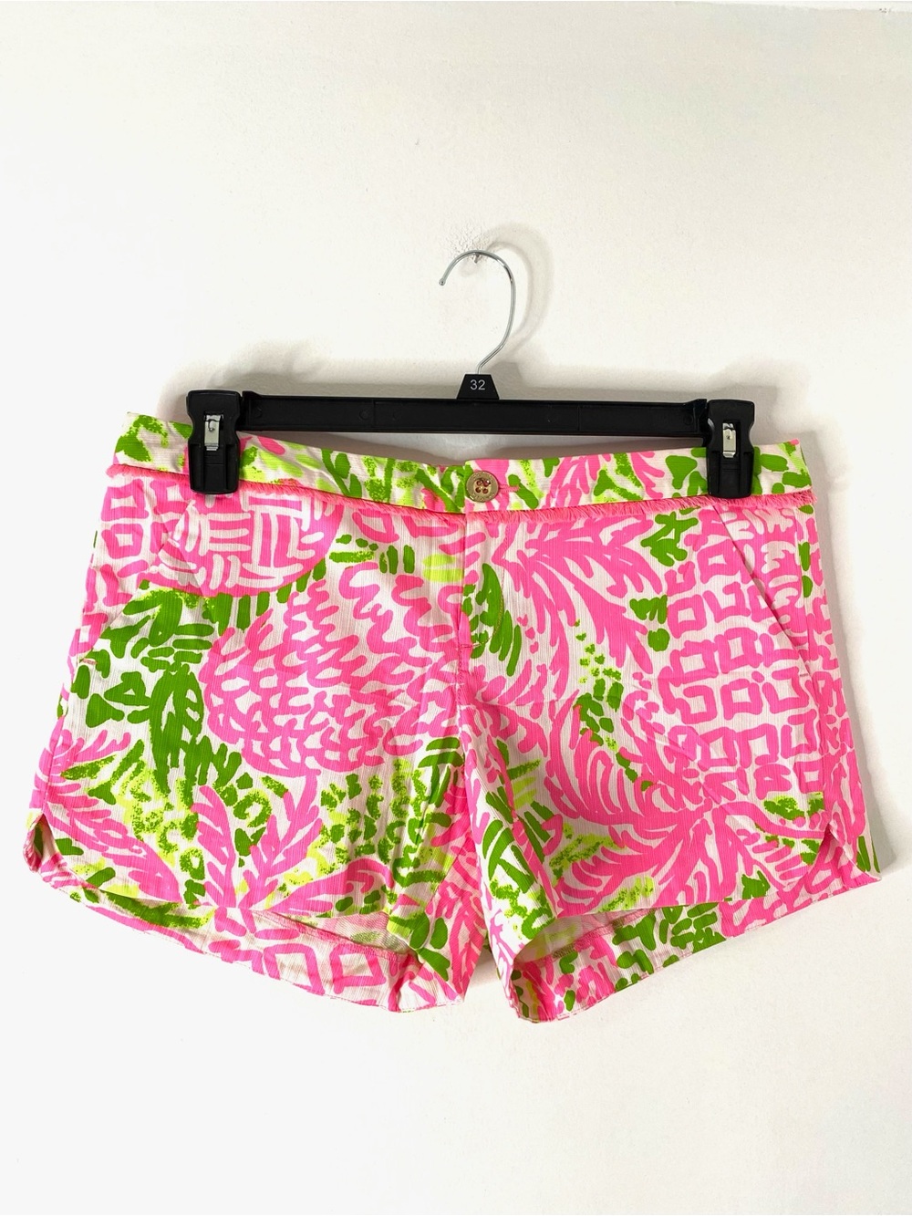 Lilly Pulitzer Callahan Tropical Print Cotton Shorts Frayed Waist